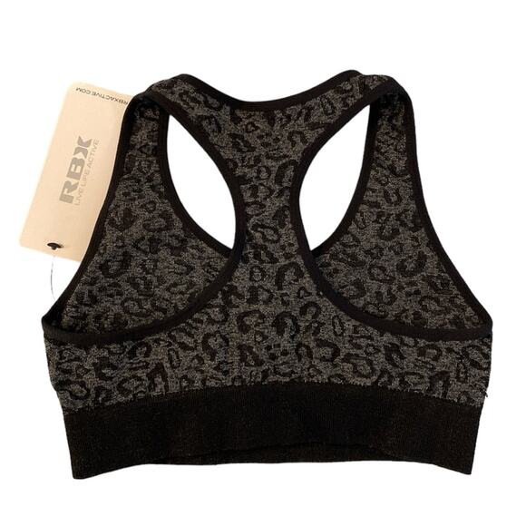 NWT RBX Racer Back Sports Bra black and Gray Animal Print Size Small - Picture 2 of 4